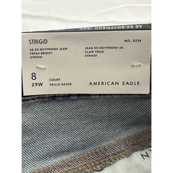 American Eagle Ex-Boyfriend STRIGID Blue Distressed Light Wash Jeans 8 Short NWT - Picture 12 of 12